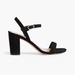 NWT Stuart Weitzman Mid-Heel Black Suede Sandal Size 8 - New in Box
